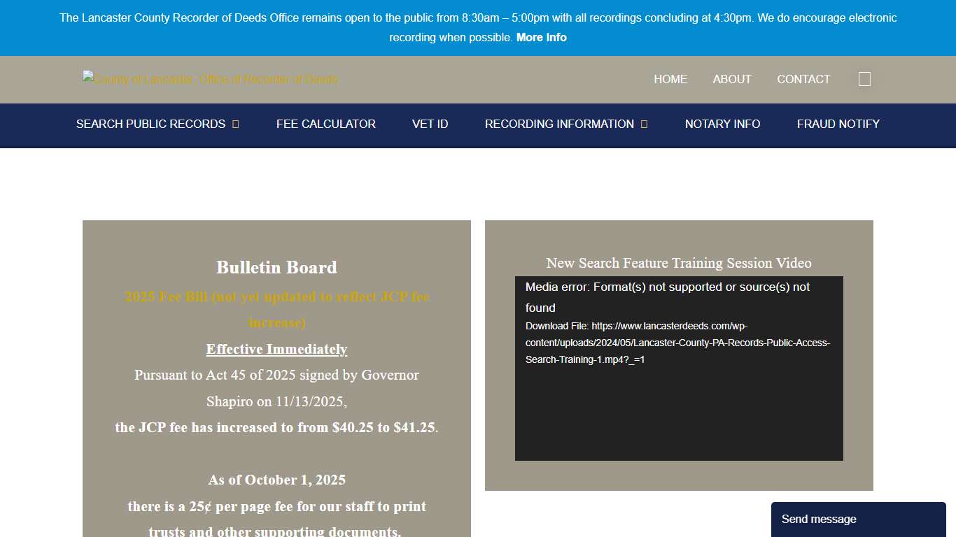 Home County of Lancaster, Office of Recorder of Deeds